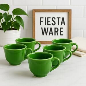 VINTAGE FIESTA WARE Coffee Mugs Set of 5 Shamrock Green